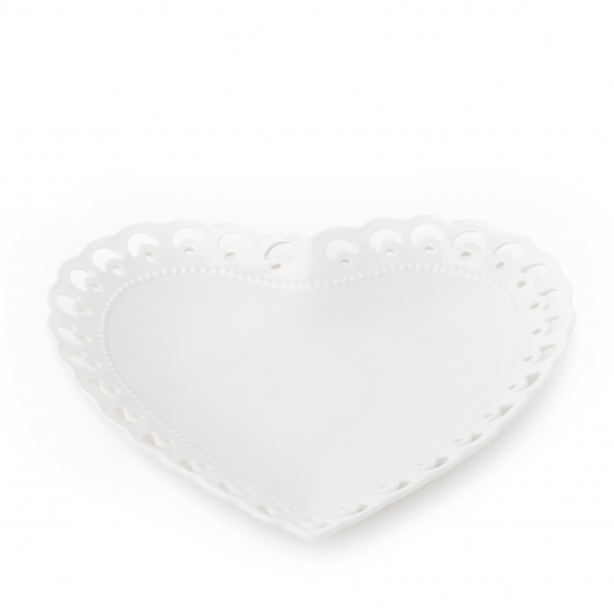 Piatto cuore porcellana traforata 22cm Hervit