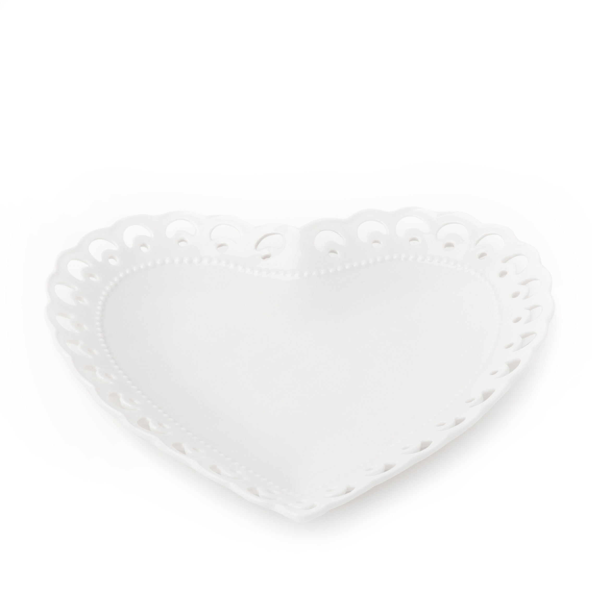 Piatto cuore porcellana traforata 22cm Hervit