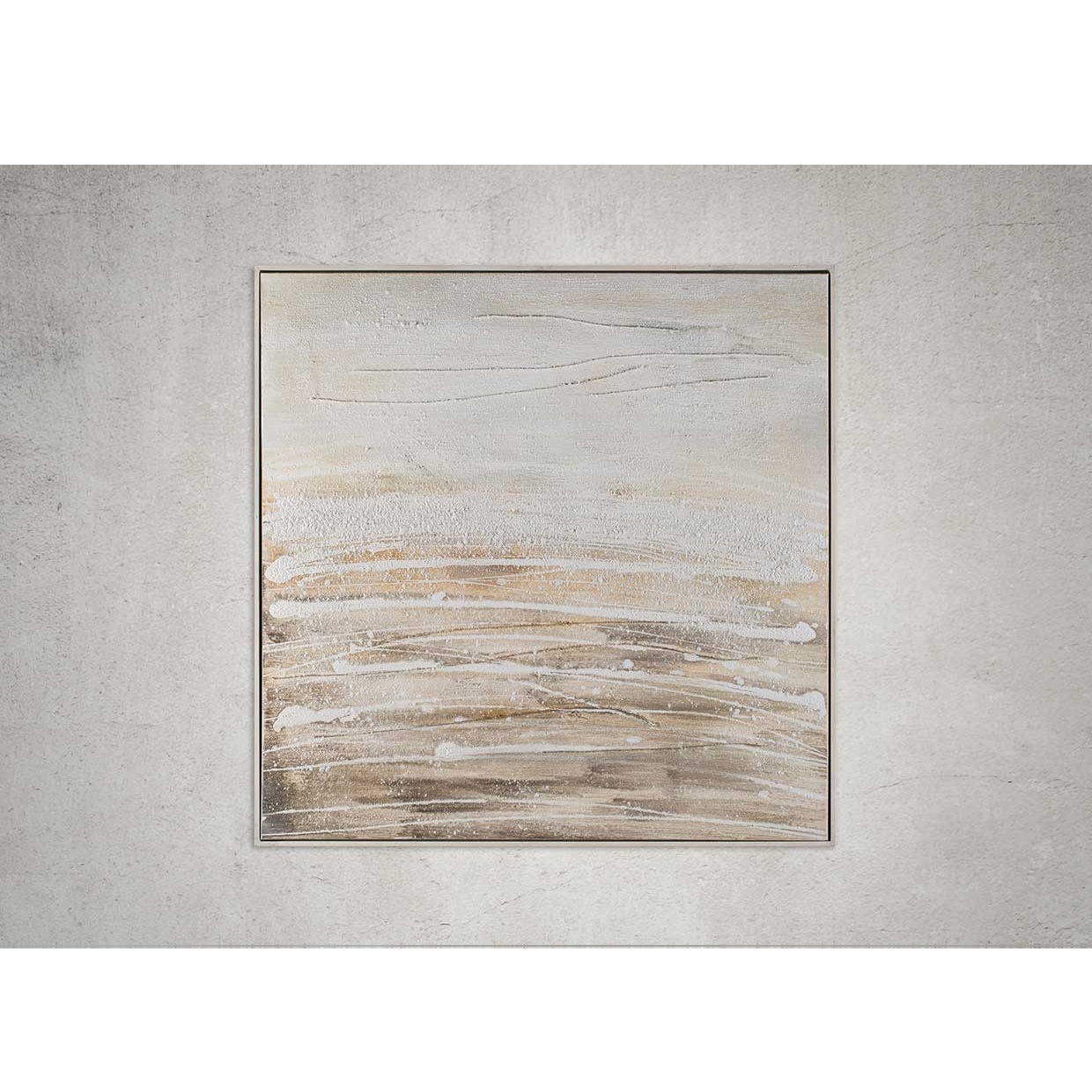 Quadro con cornice in legno sand 100x100cm Agave