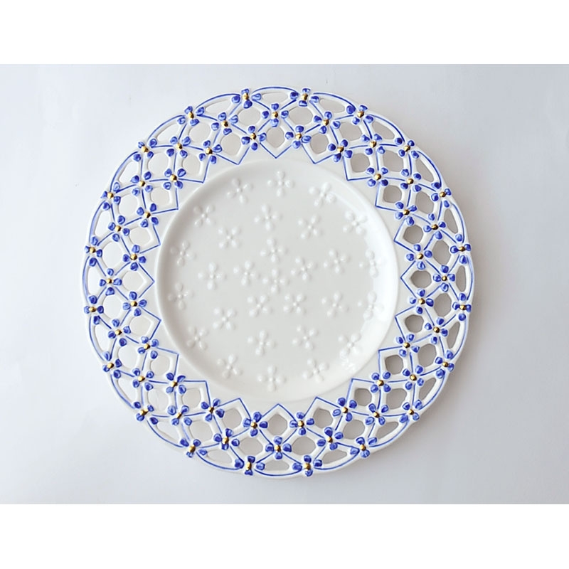 Piatto tondo porcellana traforata 20cm bianco Hervit