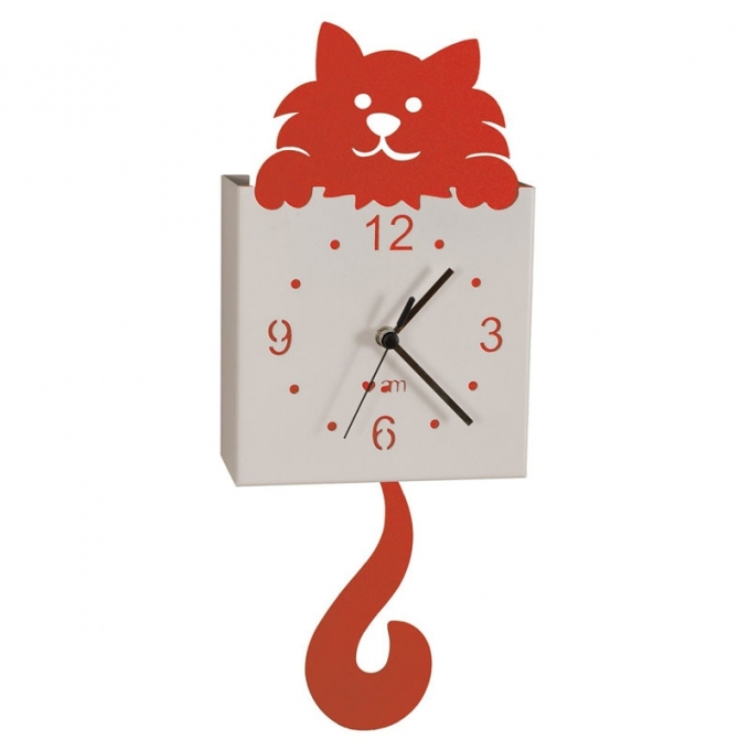 Orologio gatto pendolo rosso Arti e Mestieri