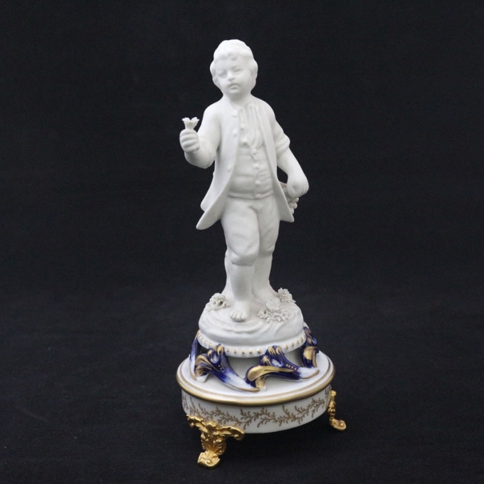 Statua bianca con uccellino 20cm