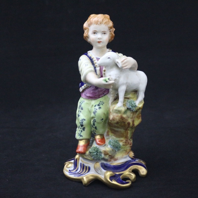 Statua 16,5cm pastorello con agnellino