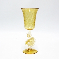 Bicchiere ambra con decori...