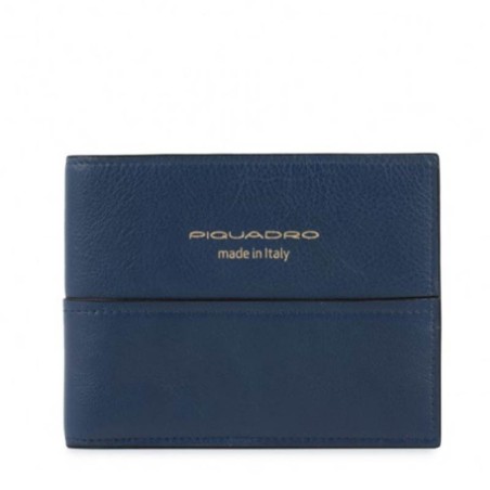 Portafoglio uomo in pelle con porta monete blu archimede Piquadro