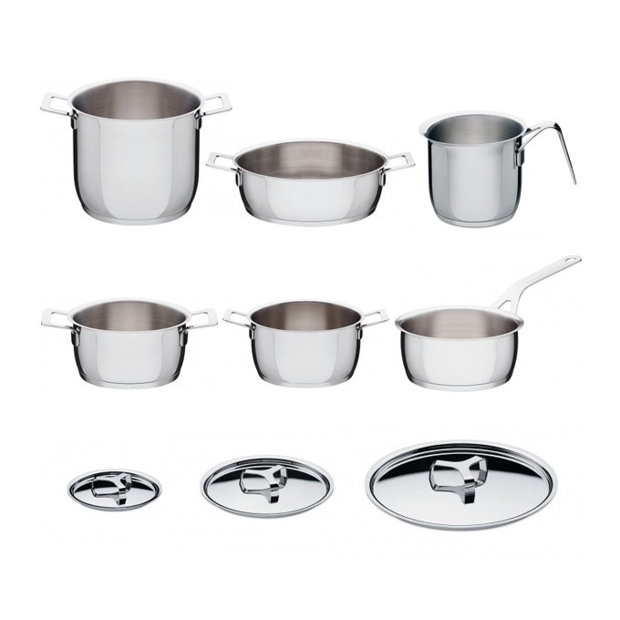 Pots&pans batteria pentole 9 pezzi alessi