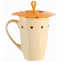 Brandani - mug pois crema con coperchio arancio