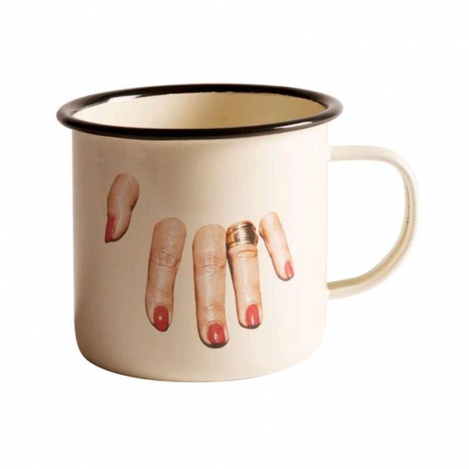 Tazza in metallo smaltato dita toiletpaper seletti