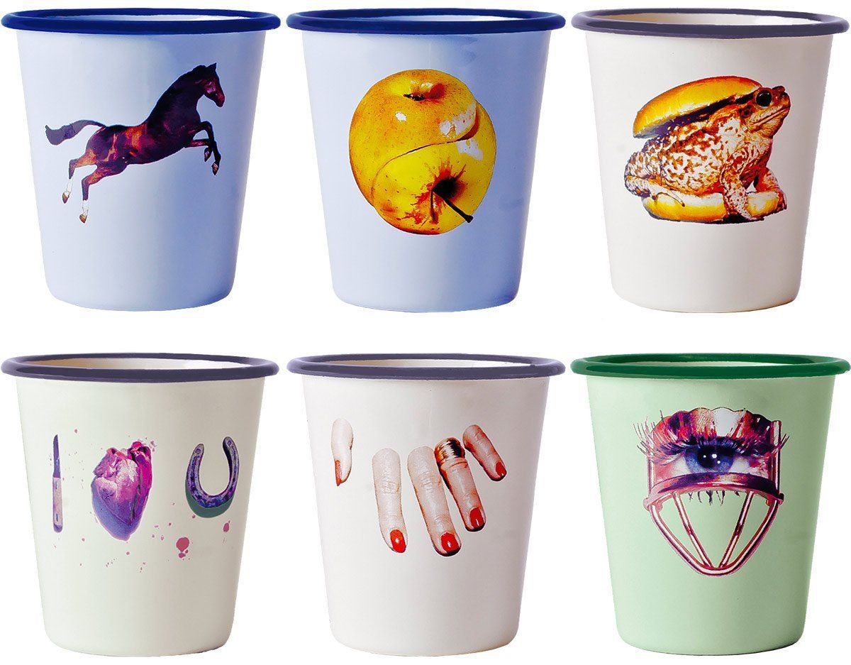 Set 6 bicchieri in metallo smaltato toiletpaper seletti