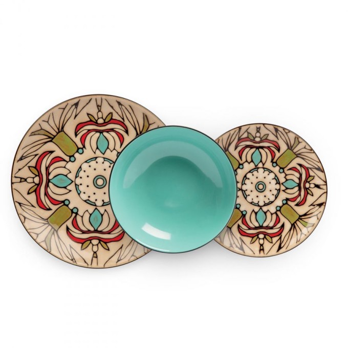 Set 3 piatti turchesi mediterraneo egan