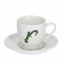 Solotua tazza caffe  con piattino lettera r cc 85 in gift la porcellana bianca