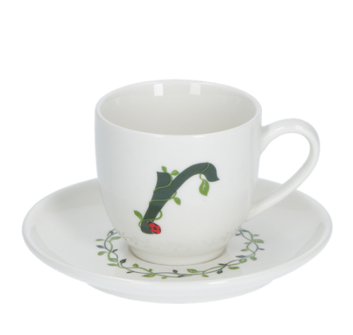 Solotua tazza caffe  con piattino lettera r cc 85 in gift la porcellana bianca