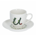Solotua tazza caffe  con piattino lettera u cc 85 in gift la porcellana bianca