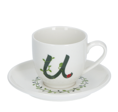 Solotua tazza caffe  con piattino lettera u cc 85 in gift la porcellana bianca