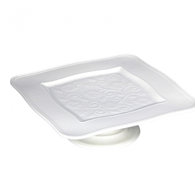 Florentina alzate piatto quad. 20 cm luxury box la porcellana bianca