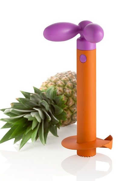 Brandani - taglia ananas arancio e lilla antiaderente inox