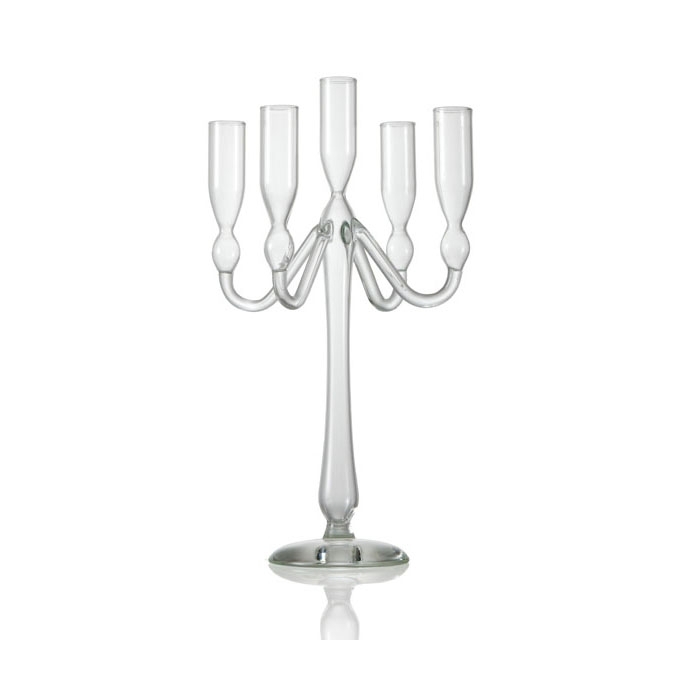 Brandani - candeliere lumiere 5 fiamme trasparente vetro
