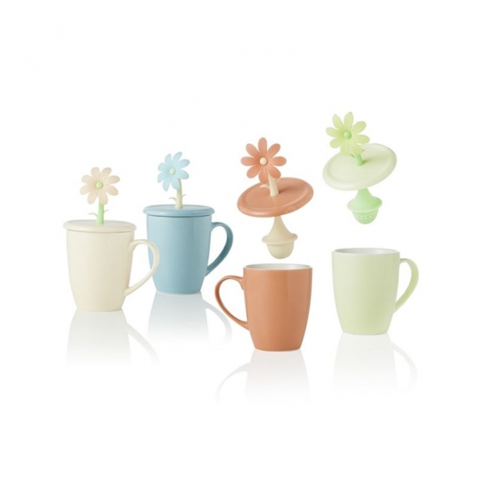 Brandani - mug con cover flora col as new bone china con filtr si