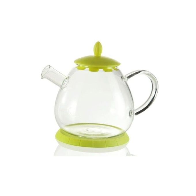 Brandani - teiera 1500 cc borosilicato con tappo e base giallo