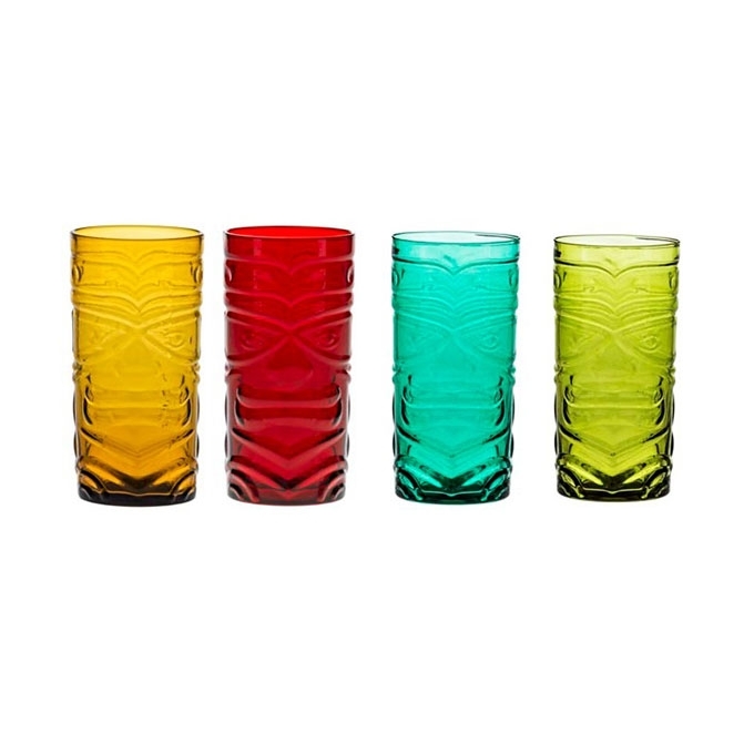 Brandani - tiki set quattro bicchieri vetro colori assortiti