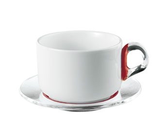 Tazza colazione conpiatt  rosso infusion guzzini