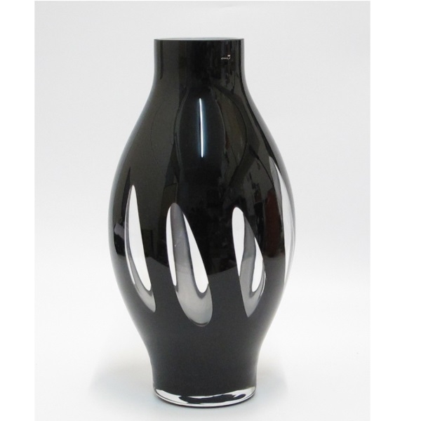 Vaso nero e trasparente in cristallo rogaska