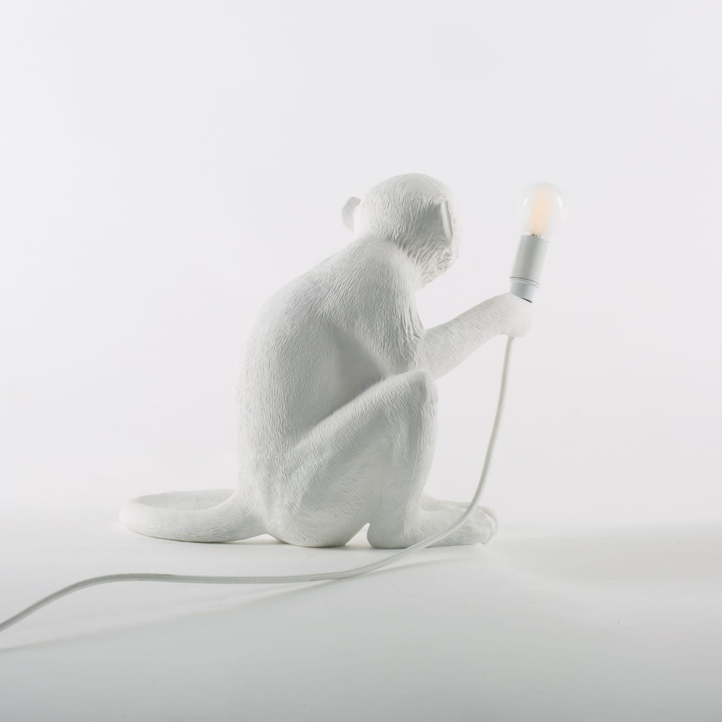 Lampada seduta bianca monkey lamp seletti