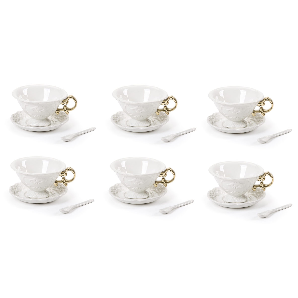 Set 6 pz tazze te' i-wares con manici oro seletti