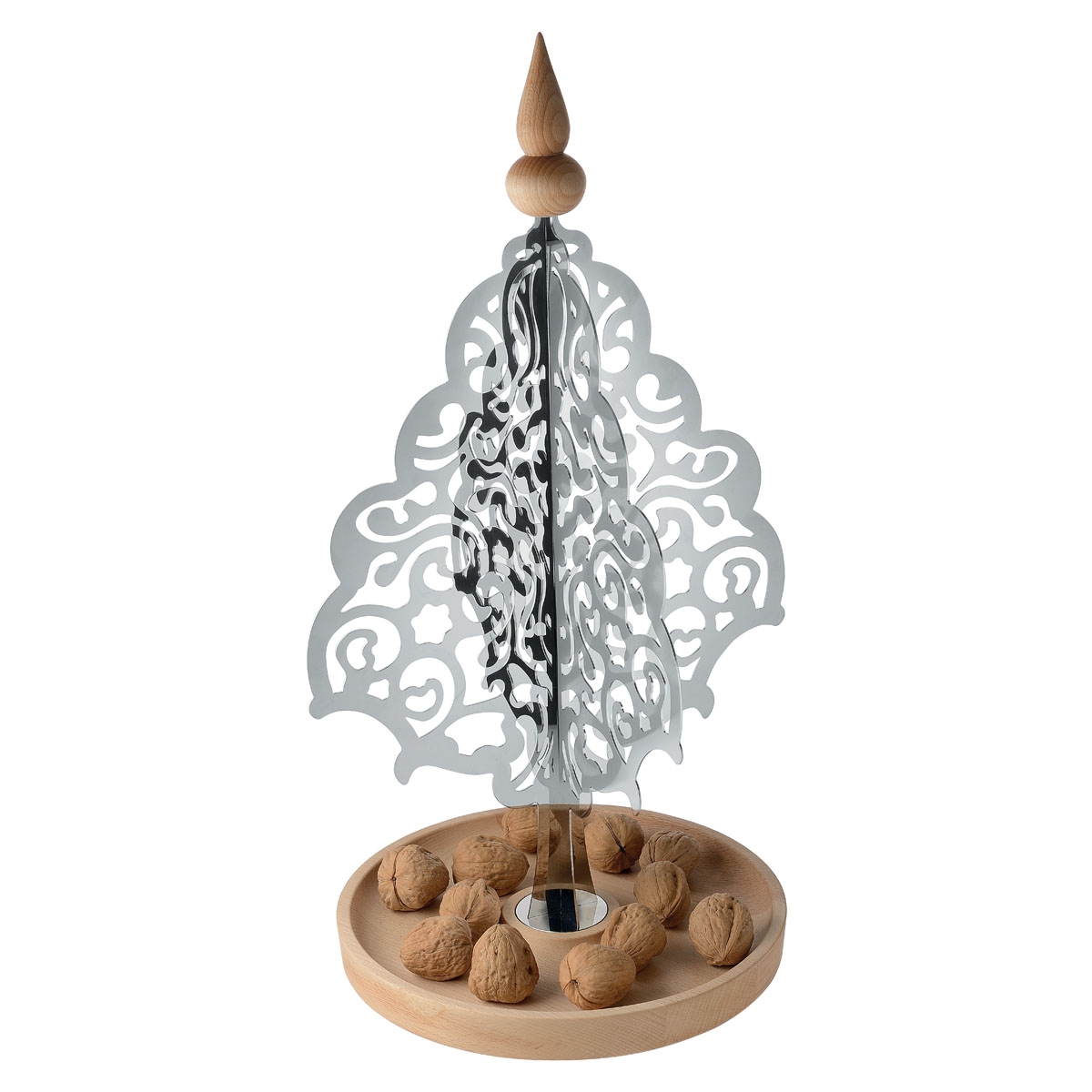 Dressed x-mas albero in acciaio e legno alessi