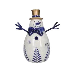 Decorazione pupazzo di neve in stoneware blu e oro Rituali Domestici