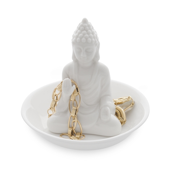 Porta anelli buddha bianco ceramica - balvi