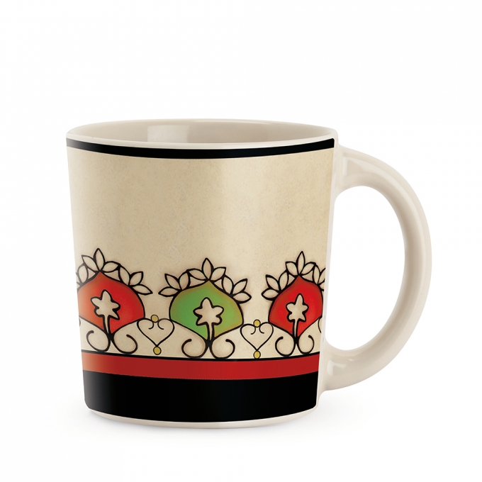Mug mediterraneo avorio fascia rossa  ml 390 egan egan