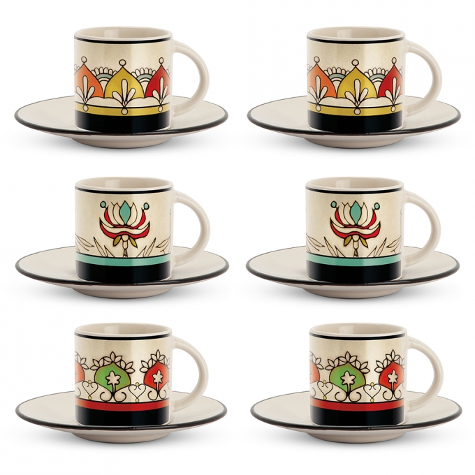 Set 6 tazze caffe' mediterraneo ml 90 egan egan