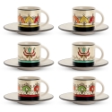 SET 6 TAZZE CAFFE' C/PIATT. MEDITERRAN. ML 90 EGAN