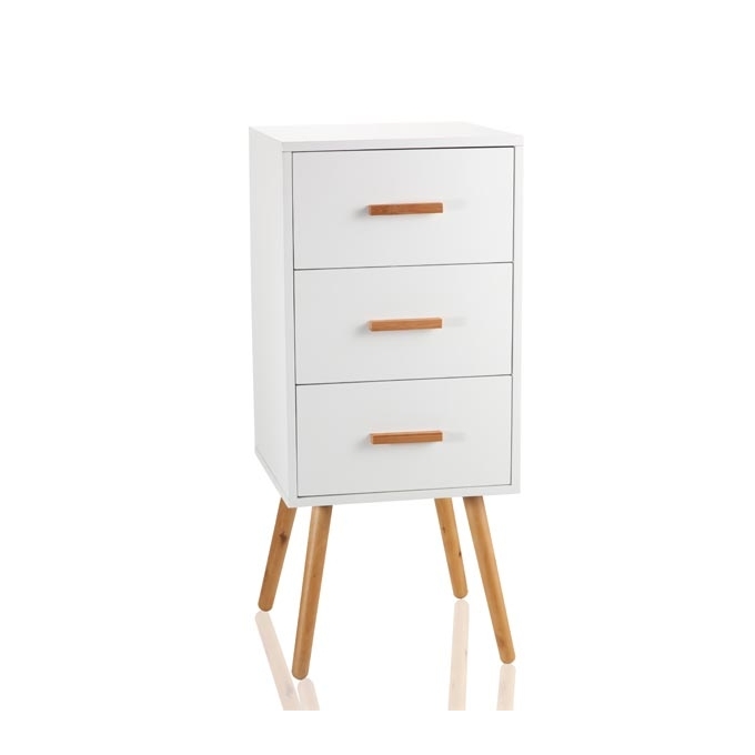 Brandani - cassettiera con 3 cassetti bianco mdf e legno