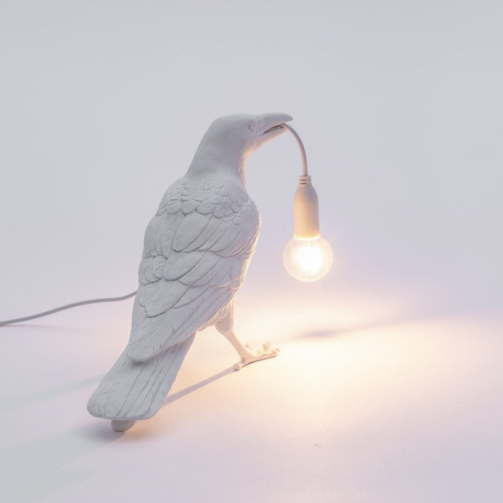 Lampada in resina bird lamp bianca seletti