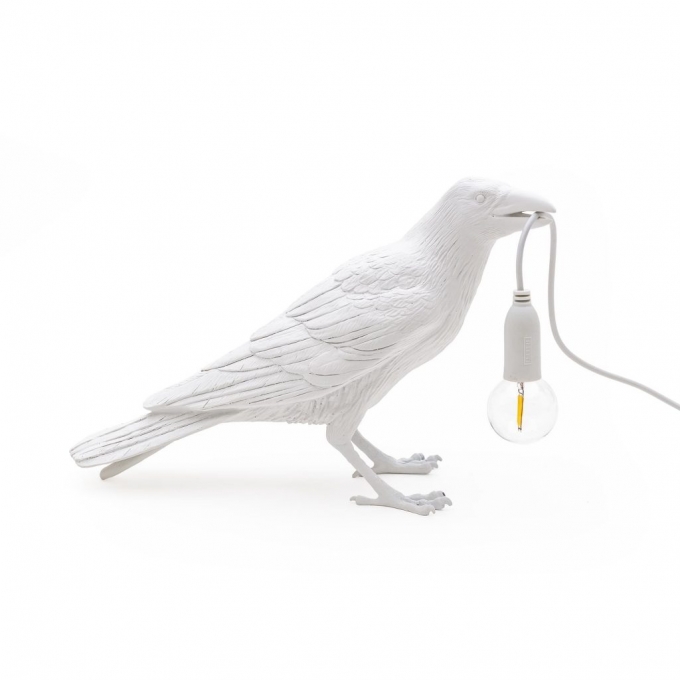 LAMPADA IN RESINA "BIRD LAMP #1-WHITE" Cm.29,5x12 h.18,5-WAITING