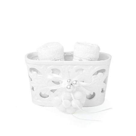 Set contenitore porcellana traforata barocco 16x8x9cm Hervit
