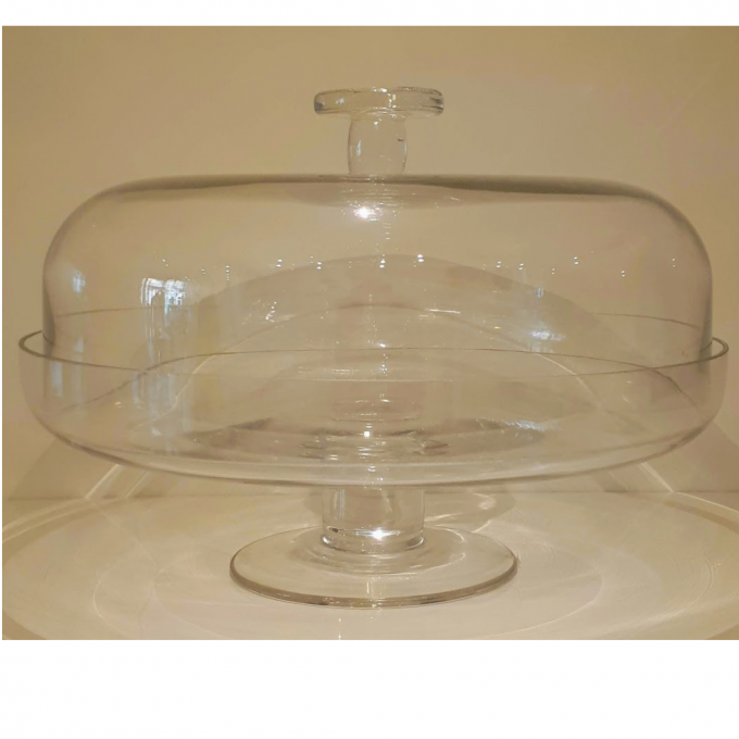 Alzata torta vetro con coperchio