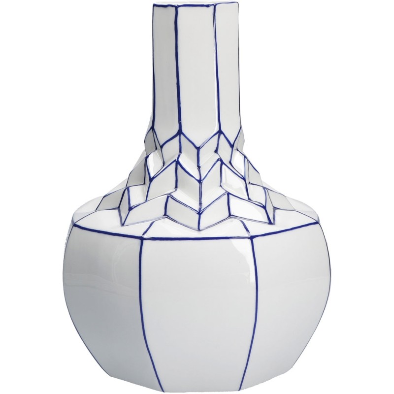 Cubismo vaso bottiglia bianco e blu in porcellana Rituali Domestici