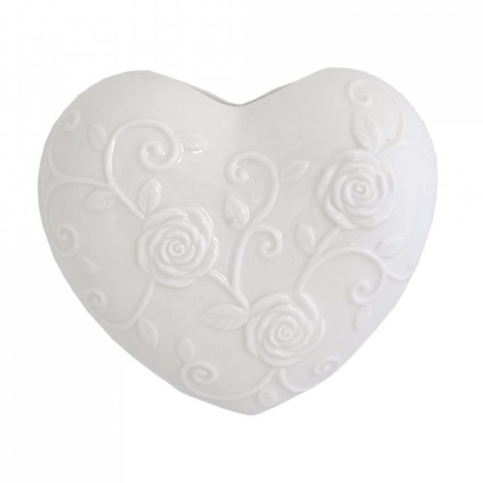 Evaporiamo cuore bianco in porcellana cm 15x17 in gift box Rose e Tulipani
