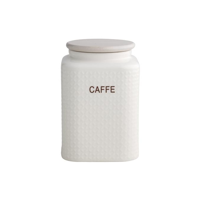 BARATTOLO CAFFE PORCELLANA BIANCA C/TAPPO BAMBOO NATURALE