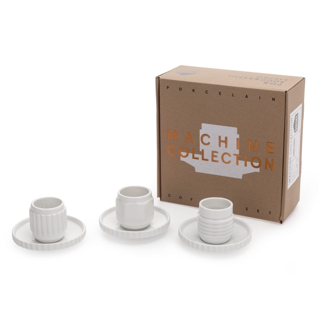Set 3 tazzine caffe in porcellana machine collection seletti