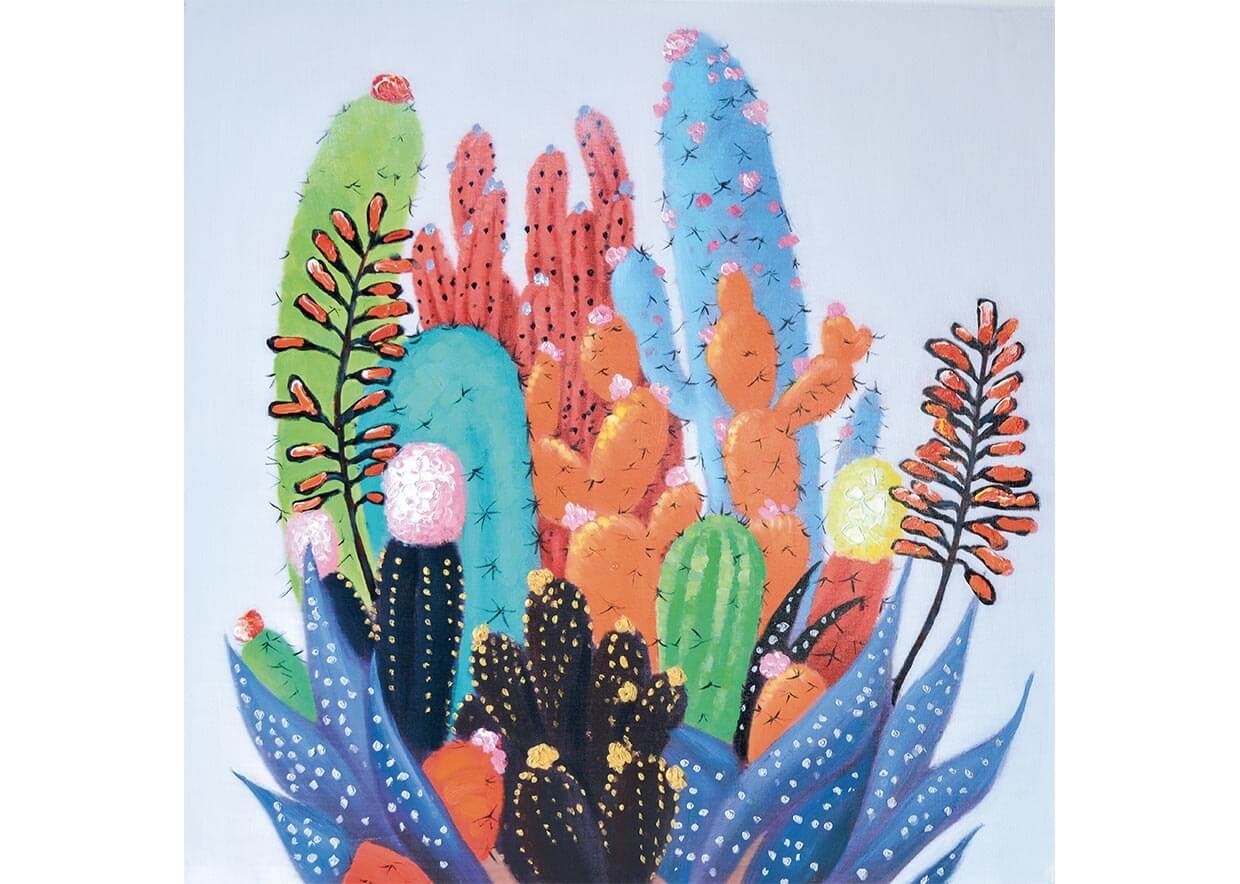 Quadro arte in cactus 100x100cm Agave