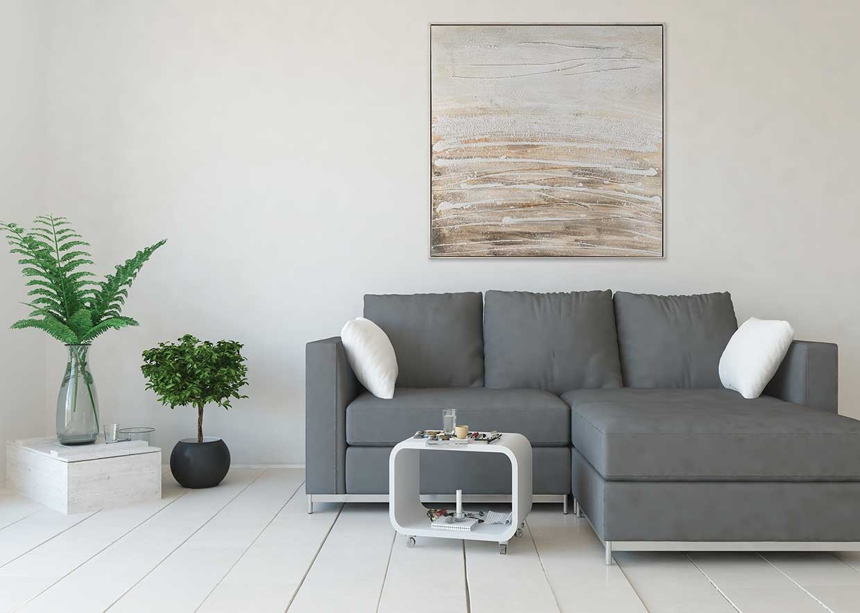 Quadro con cornice in legno sand 100x100cm Agave