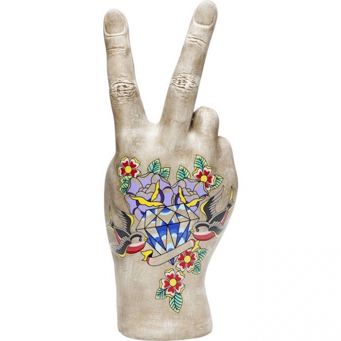 Mano victory tattoo flowers kare design