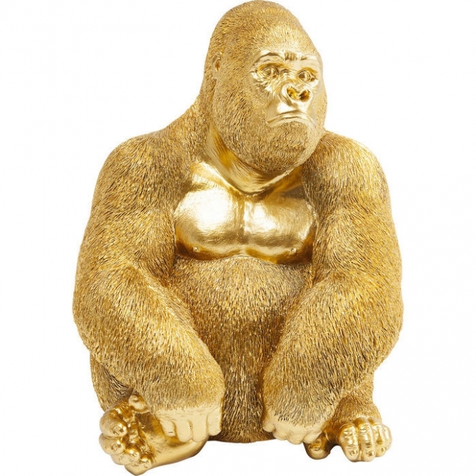 Figura decorativa monkey gorilla side medio oro kare design