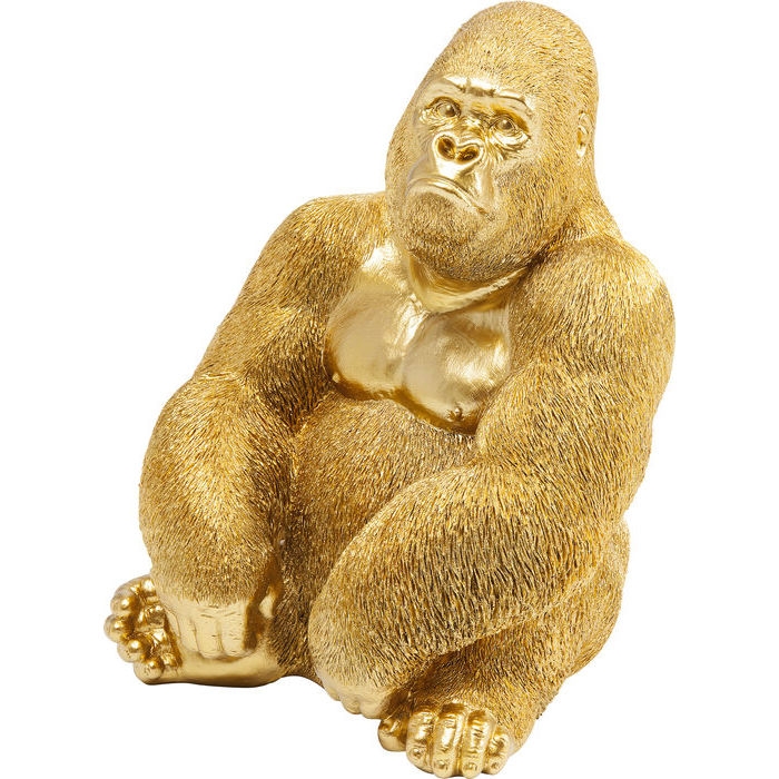 Figura decorativa monkey gorilla side medio oro kare design