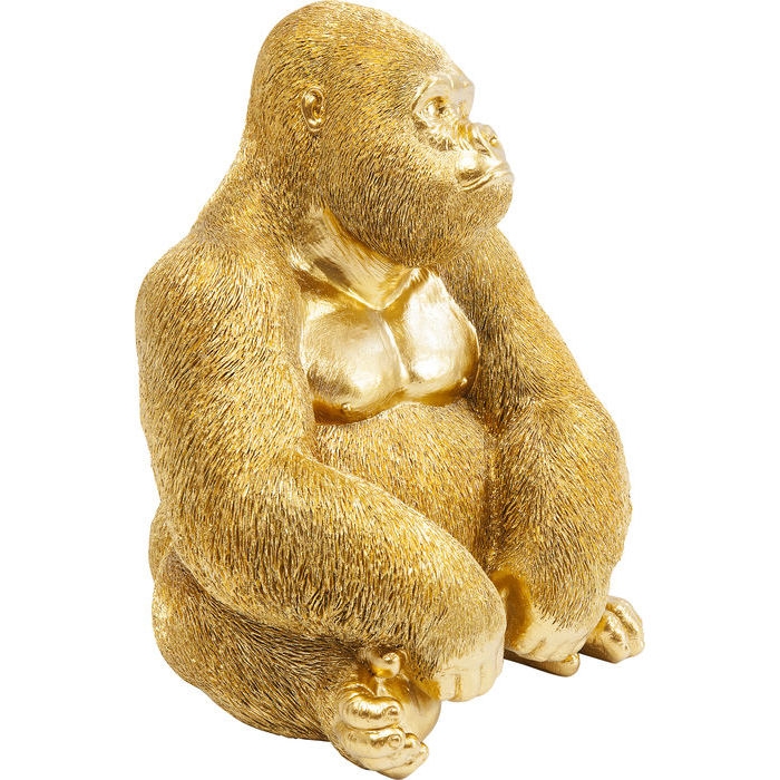 Figura decorativa monkey gorilla side medio oro kare design