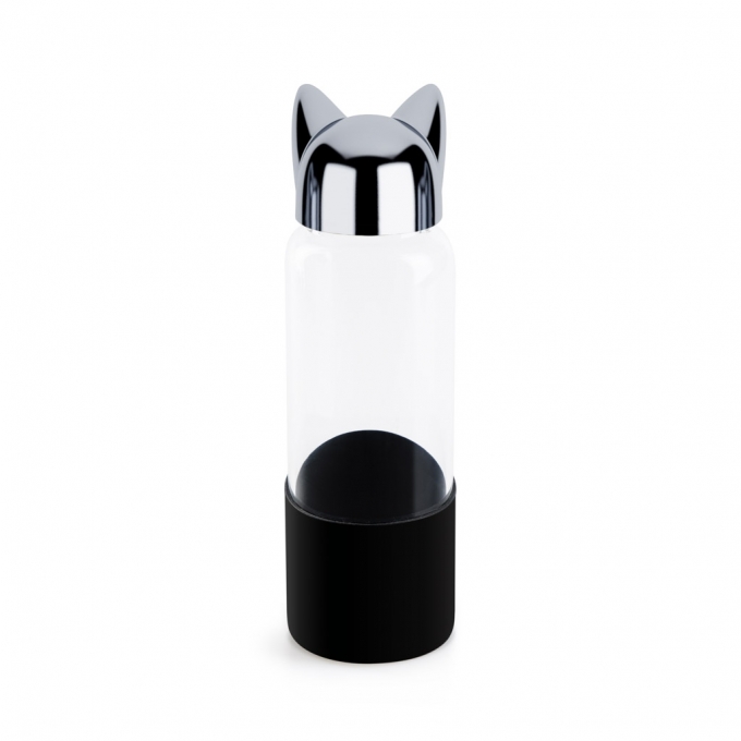 Bottiglia cat 350 ml nero borosilicato balvi